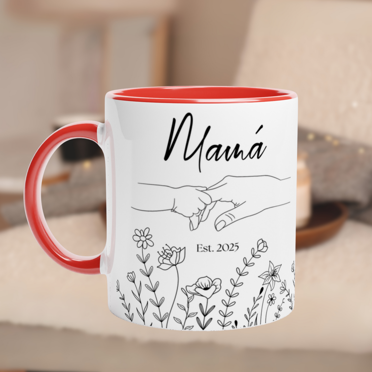 Taza Mama Est Floral - Taza Personalizada para Mamá - Regalos Personalizados para Mamá