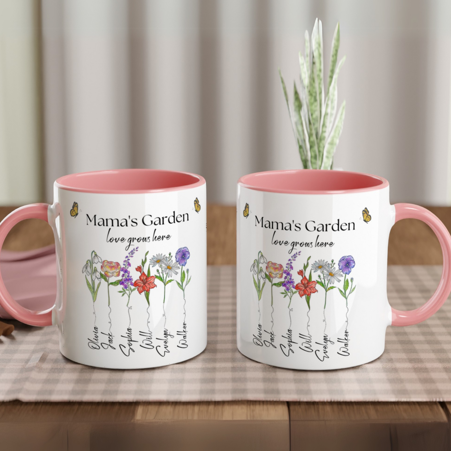 Taza Mama's Garden - El Jardín de Mamá - TAZA CON LOS NOMBRES DE TUS HIJOS- Taza Personalizada para Mamá