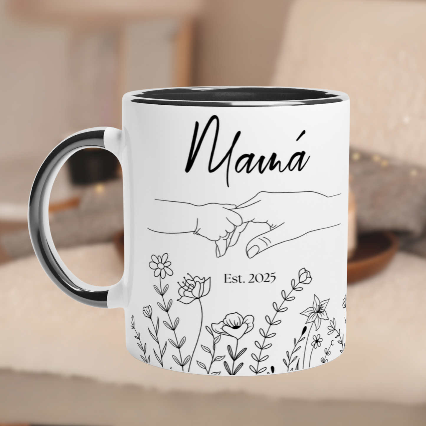Taza Mama Est Floral - Taza Personalizada para Mamá - Regalos Personalizados para Mamá