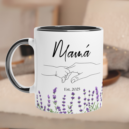 Taza Mama Est Floral - Taza Personalizada para Mamá - Regalos Personalizados para Mamá