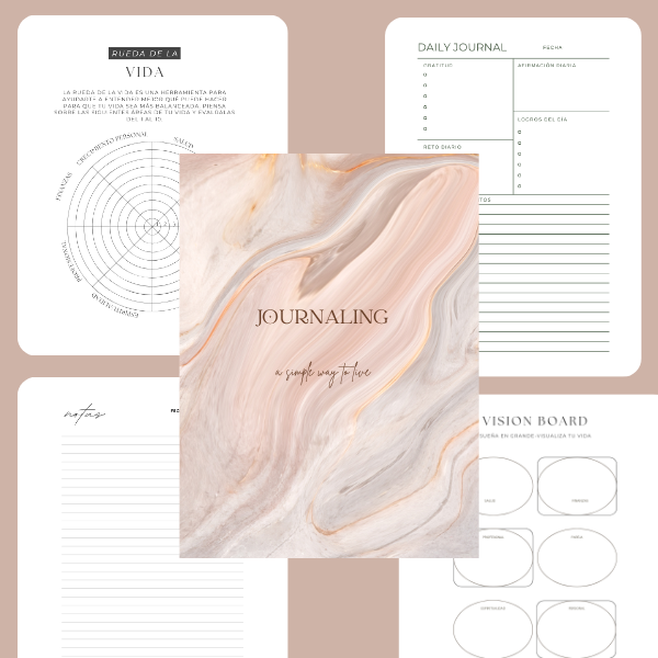 ByMindora-Cuaderno de Journal-Journaling-Bullet Journal-Diario de Journaling-Cuaderno punteado-Plantilla diaria: A Simple Way to live-Escritura como autocuidado